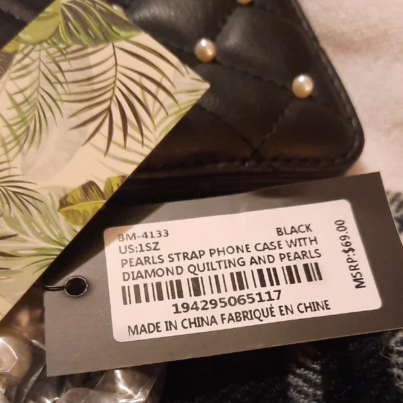 Badgley Mischka Phone Case Quilted Crossbody with Pearl Accents - Picture 5 of 6